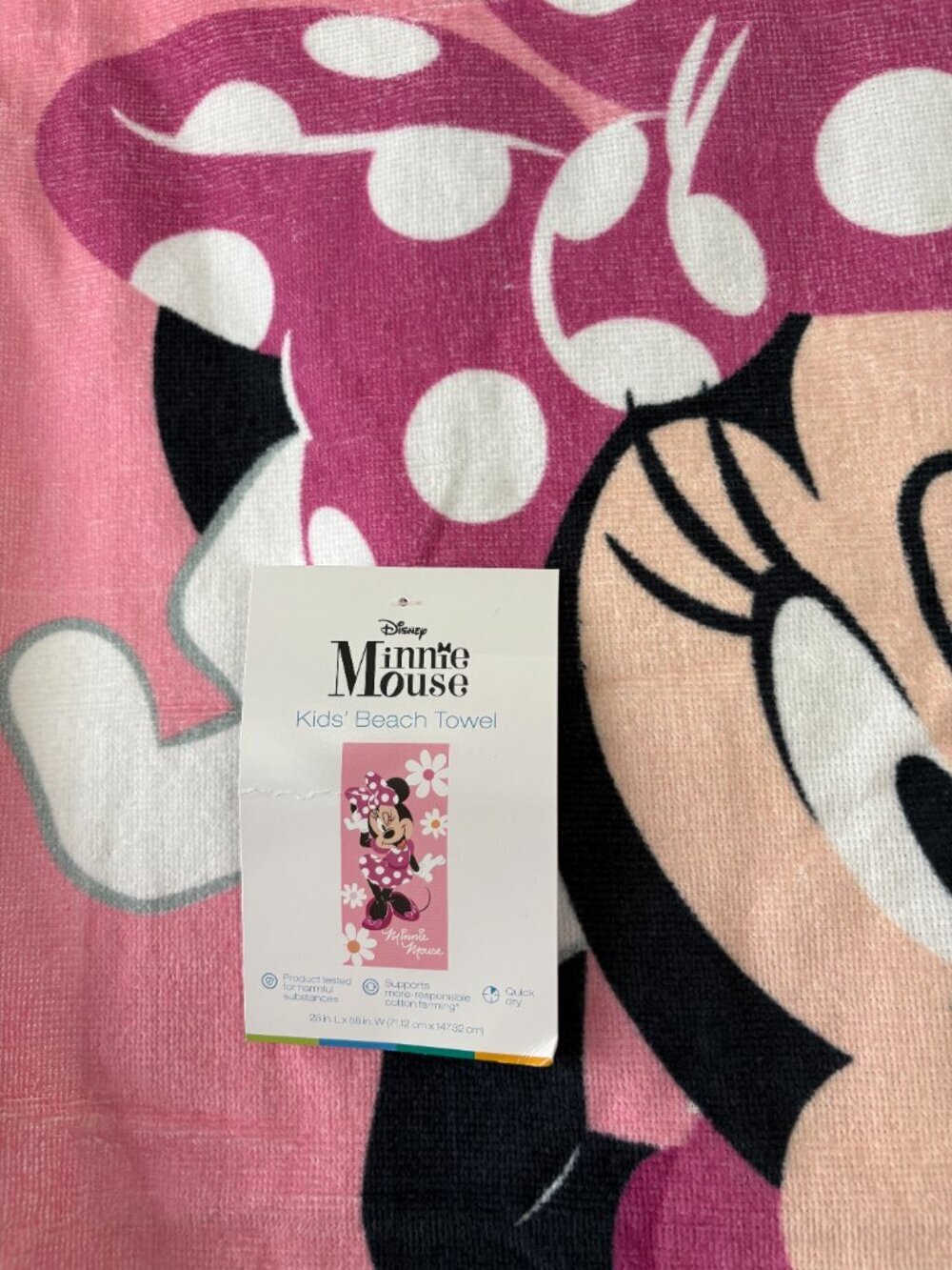Disney Minnie Mouse Kids Floral Pink Character 28”x 58” Beach Towel - Picture 2 of 6